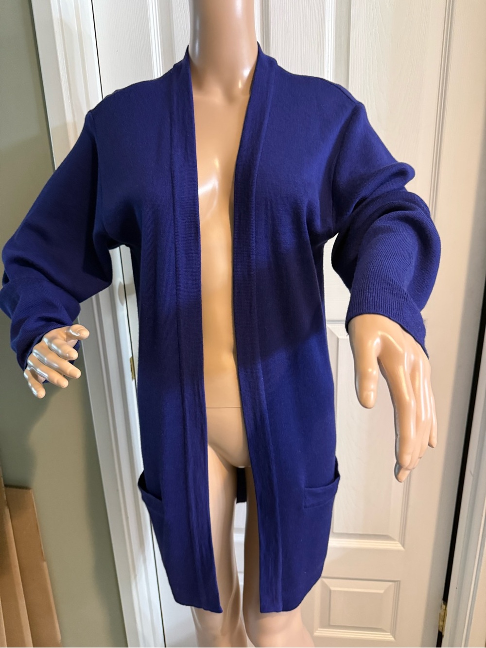 Vintage Nordstrom Point of View Purple Wool Blend Open Cardigan Long